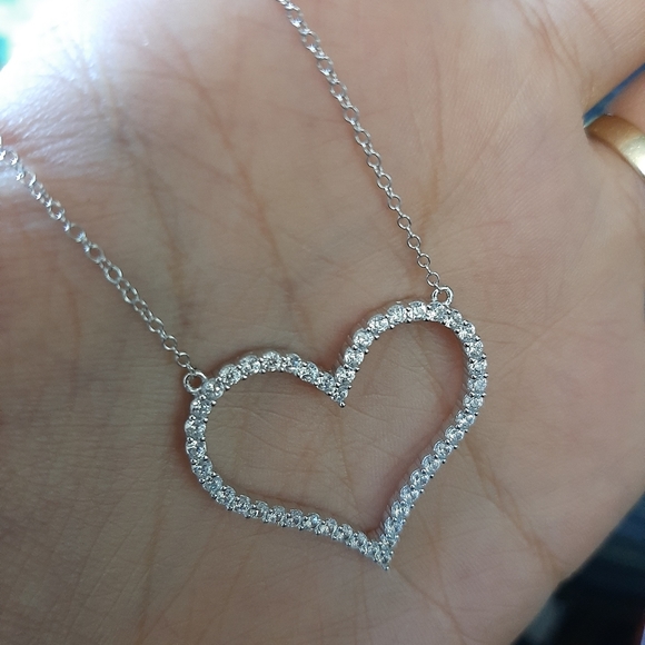 Cubic Zirconia Silver Heart Necklace - Picture 2 of 5